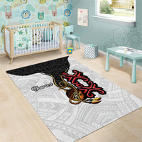 Personalised Papua New Guinea Oro Necklace Area Rug Black Melanesia Traditional Pattern LT9 - Polynesian Pride