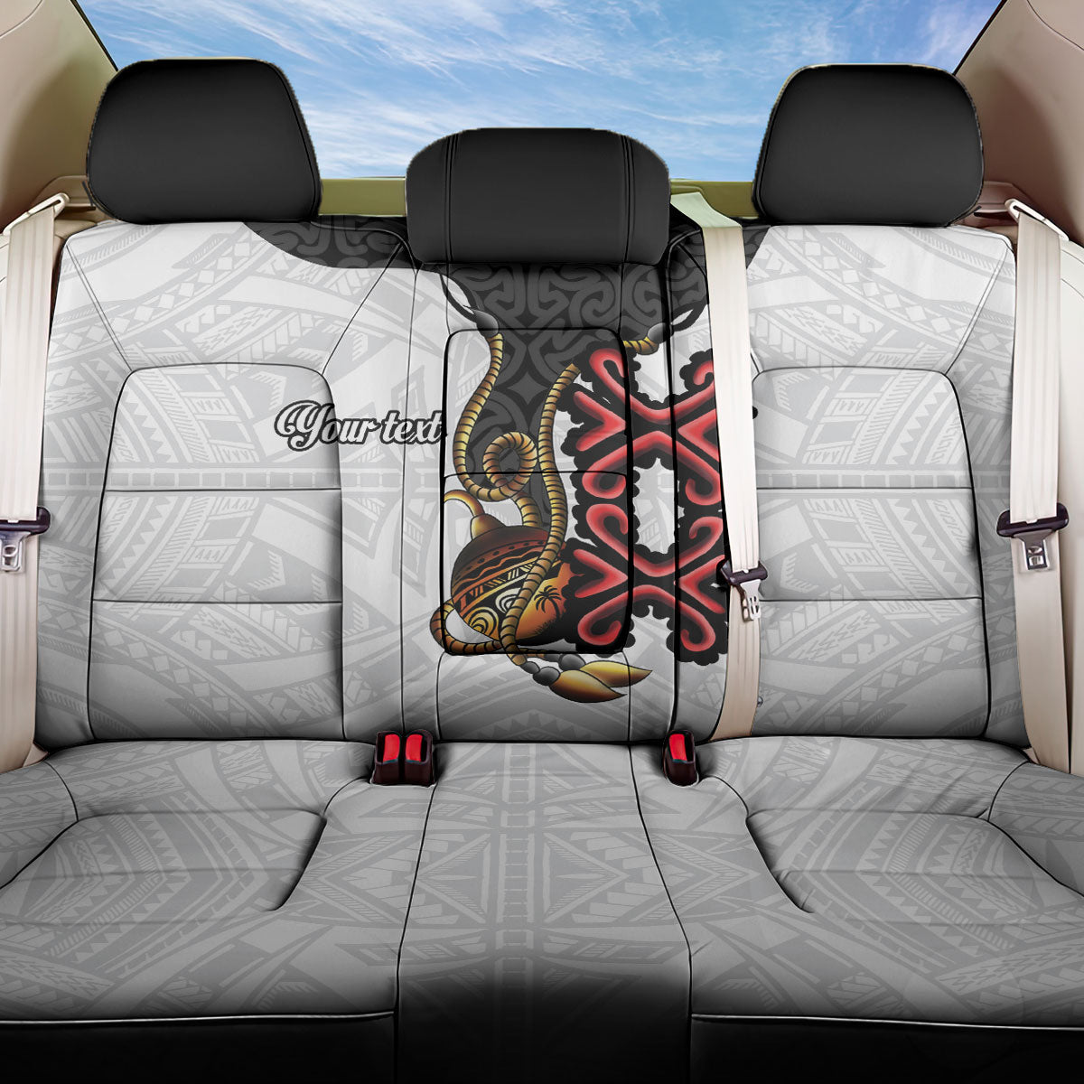 Personalised Papua New Guinea Oro Necklace Back Car Seat Cover Black Melanesia Traditional Pattern LT9 One Size Black - Polynesian Pride