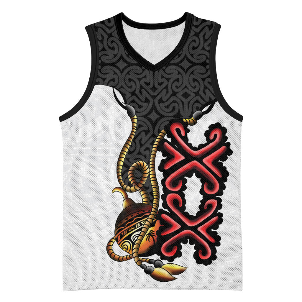 Personalised Papua New Guinea Oro Necklace Basketball Jersey Black Melanesia Traditional Pattern LT9 Unisex Black - Polynesian Pride