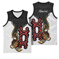Personalised Papua New Guinea Oro Necklace Basketball Jersey Black Melanesia Traditional Pattern LT9 - Polynesian Pride