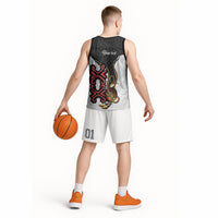 Personalised Papua New Guinea Oro Necklace Basketball Jersey Black Melanesia Traditional Pattern LT9 - Polynesian Pride