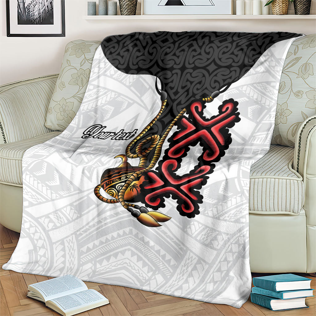 Personalised Papua New Guinea Oro Necklace Blanket Black Melanesia Traditional Pattern LT9 - Polynesian Pride