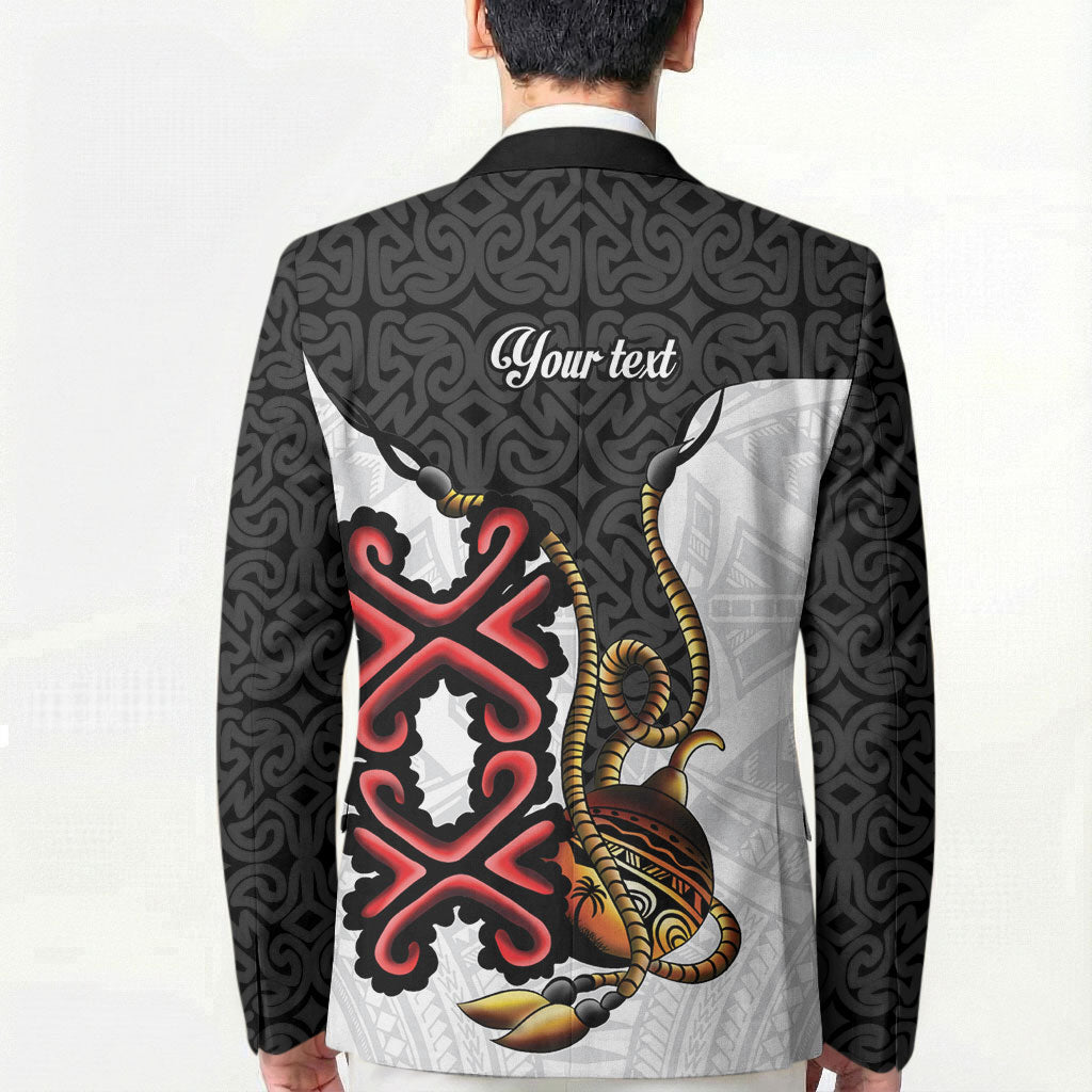 Personalised Papua New Guinea Oro Necklace Blazer Black Melanesia Traditional Pattern LT9 - Polynesian Pride