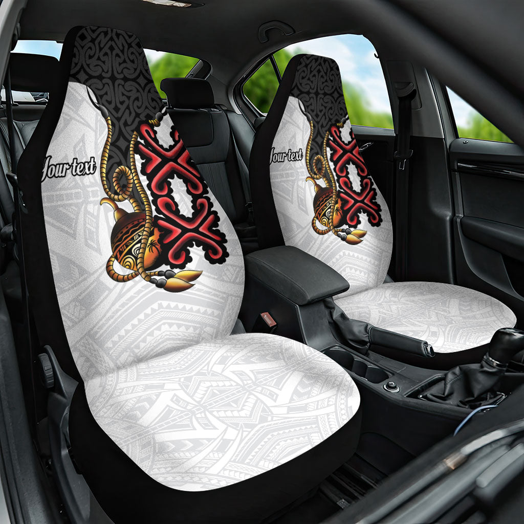 Personalised Papua New Guinea Oro Necklace Car Seat Cover Black Melanesia Traditional Pattern LT9 One Size Black - Polynesian Pride