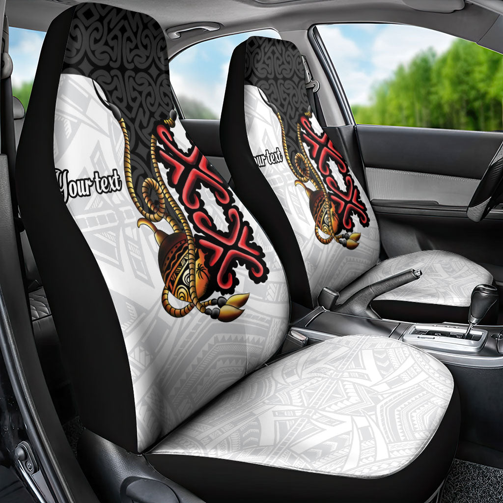 Personalised Papua New Guinea Oro Necklace Car Seat Cover Black Melanesia Traditional Pattern LT9 - Polynesian Pride