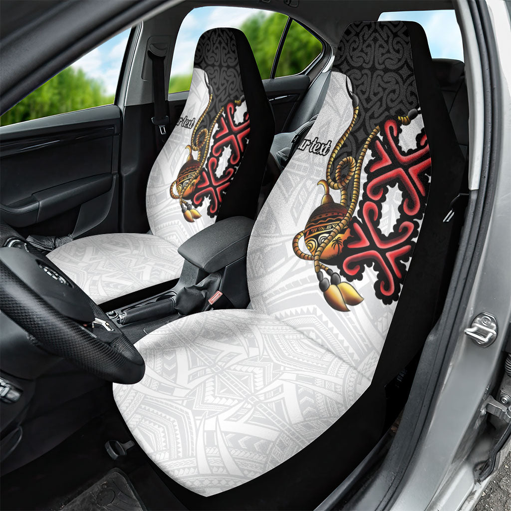 Personalised Papua New Guinea Oro Necklace Car Seat Cover Black Melanesia Traditional Pattern LT9 - Polynesian Pride