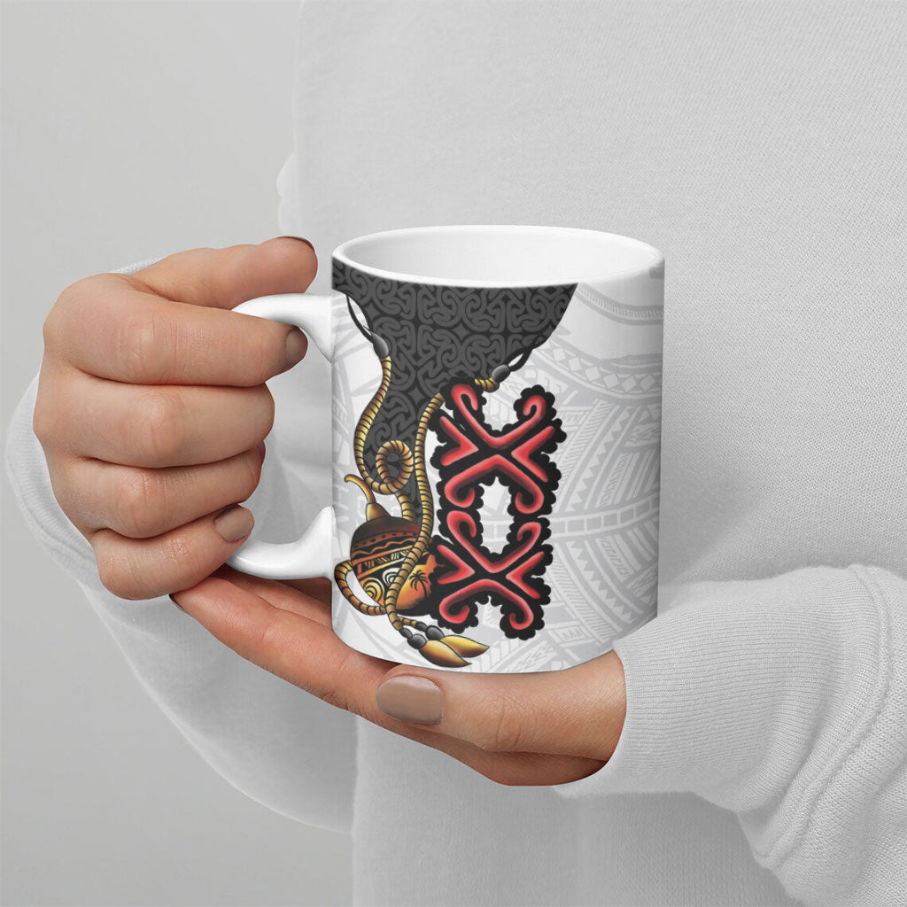Personalised Papua New Guinea Oro Necklace Ceramic Mug Black Melanesia Traditional Pattern LT9 - Polynesian Pride