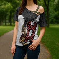 Personalised Papua New Guinea Oro Necklace Cross Shoulder Shirt Black Melanesia Traditional Pattern LT9 - Polynesian Pride