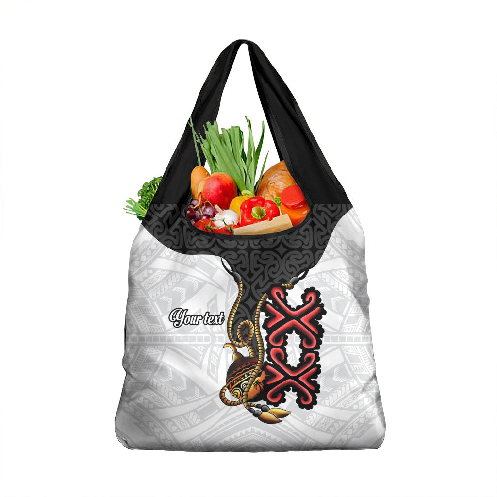Personalised Papua New Guinea Oro Necklace Grocery Bag Black Melanesia Traditional Pattern LT9 1-pack One Size Black - Polynesian Pride