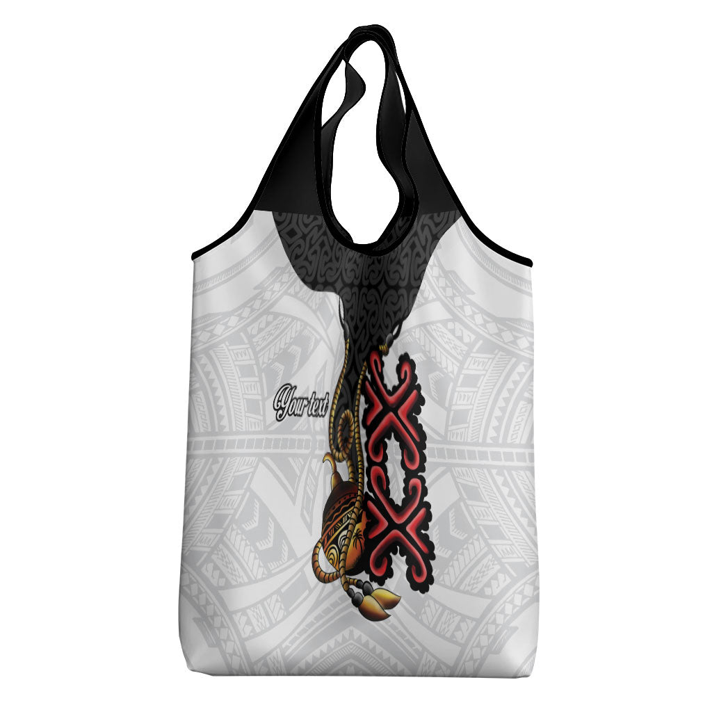 Personalised Papua New Guinea Oro Necklace Grocery Bag Black Melanesia Traditional Pattern LT9 - Polynesian Pride