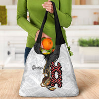 Personalised Papua New Guinea Oro Necklace Grocery Bag Black Melanesia Traditional Pattern LT9 - Polynesian Pride