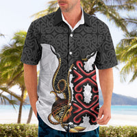 Personalised Papua New Guinea Oro Necklace Hawaiian Shirt Black Melanesia Traditional Pattern LT9 - Polynesian Pride