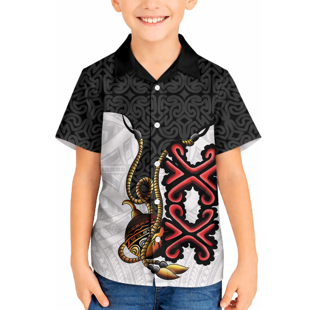 Personalised Papua New Guinea Oro Necklace Hawaiian Shirt Black Melanesia Traditional Pattern LT9 - Polynesian Pride