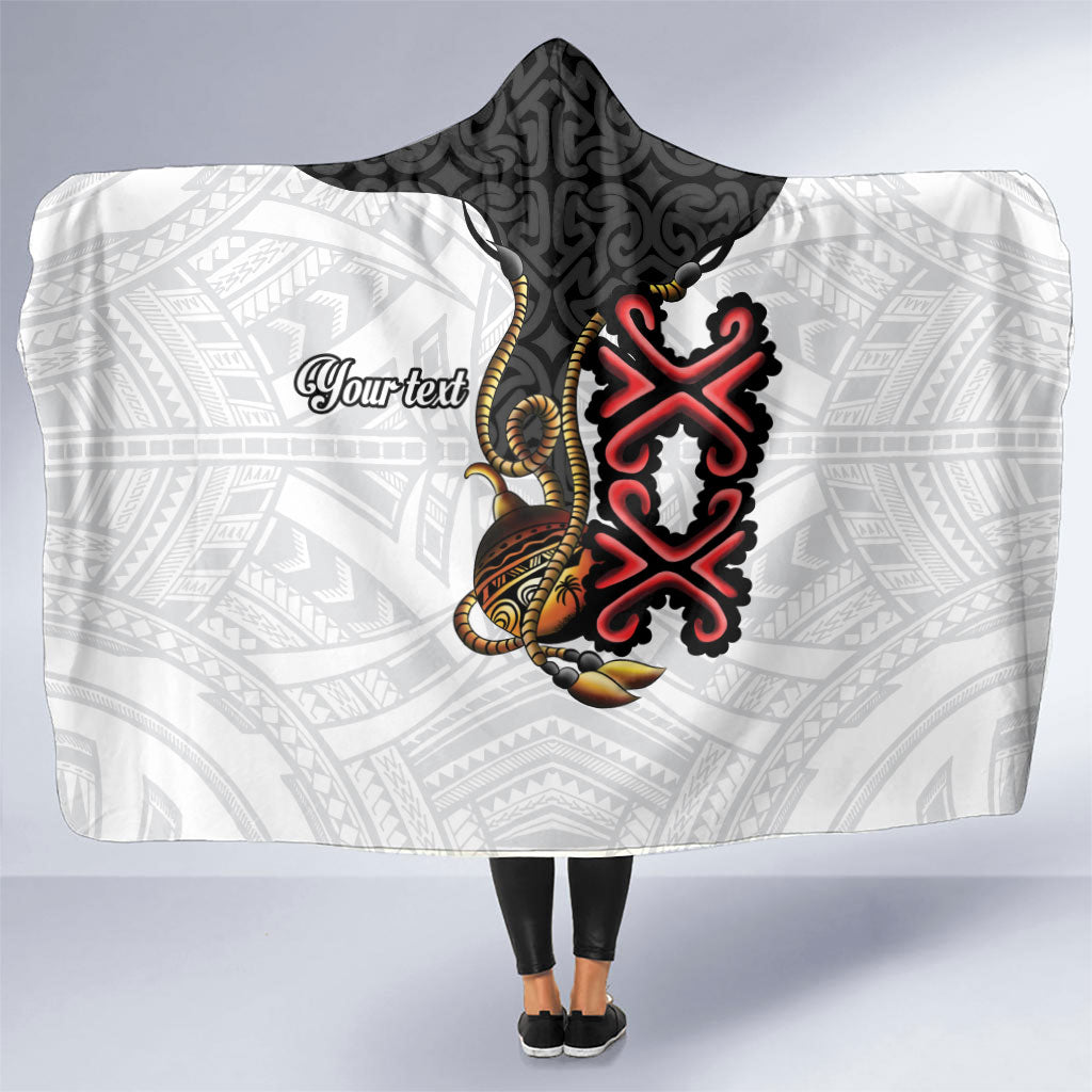 Personalised Papua New Guinea Oro Necklace Hooded Blanket Black Melanesia Traditional Pattern LT9 One Size Black - Polynesian Pride