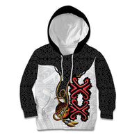 Personalised Papua New Guinea Oro Necklace Kid Hoodie Black Melanesia Traditional Pattern LT9 Hoodie Black - Polynesian Pride