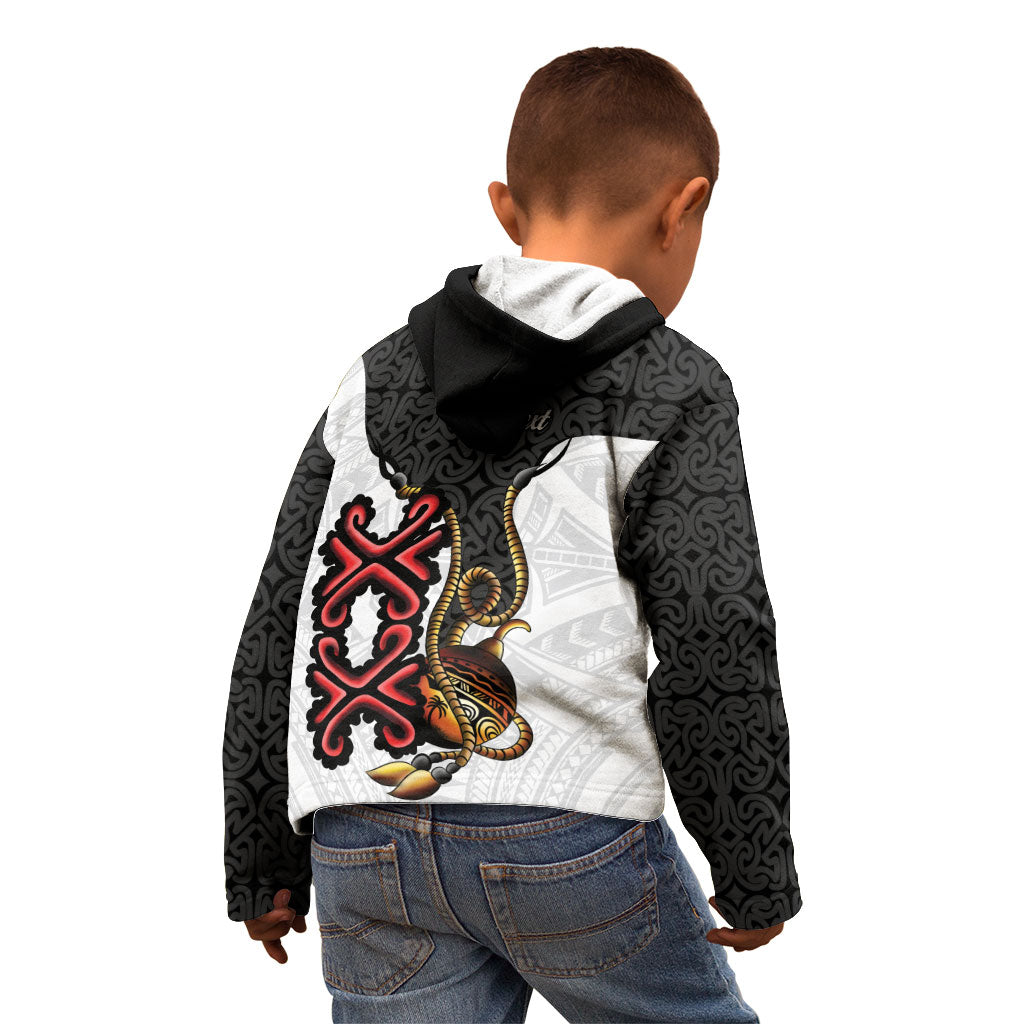 Personalised Papua New Guinea Oro Necklace Kid Hoodie Black Melanesia Traditional Pattern LT9 - Polynesian Pride
