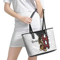 Personalised Papua New Guinea Oro Necklace Leather Tote Bag Black Melanesia Traditional Pattern LT9 - Polynesian Pride