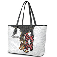 Personalised Papua New Guinea Oro Necklace Leather Tote Bag Black Melanesia Traditional Pattern LT9 - Polynesian Pride