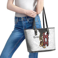 Personalised Papua New Guinea Oro Necklace Leather Tote Bag Black Melanesia Traditional Pattern LT9 - Polynesian Pride