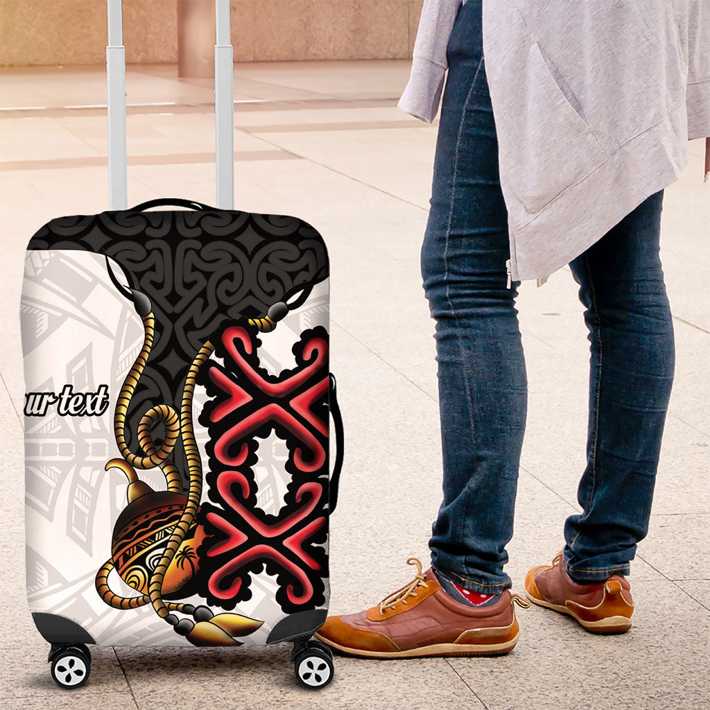 Personalised Papua New Guinea Oro Necklace Luggage Cover Black Melanesia Traditional Pattern LT9 Black - Polynesian Pride