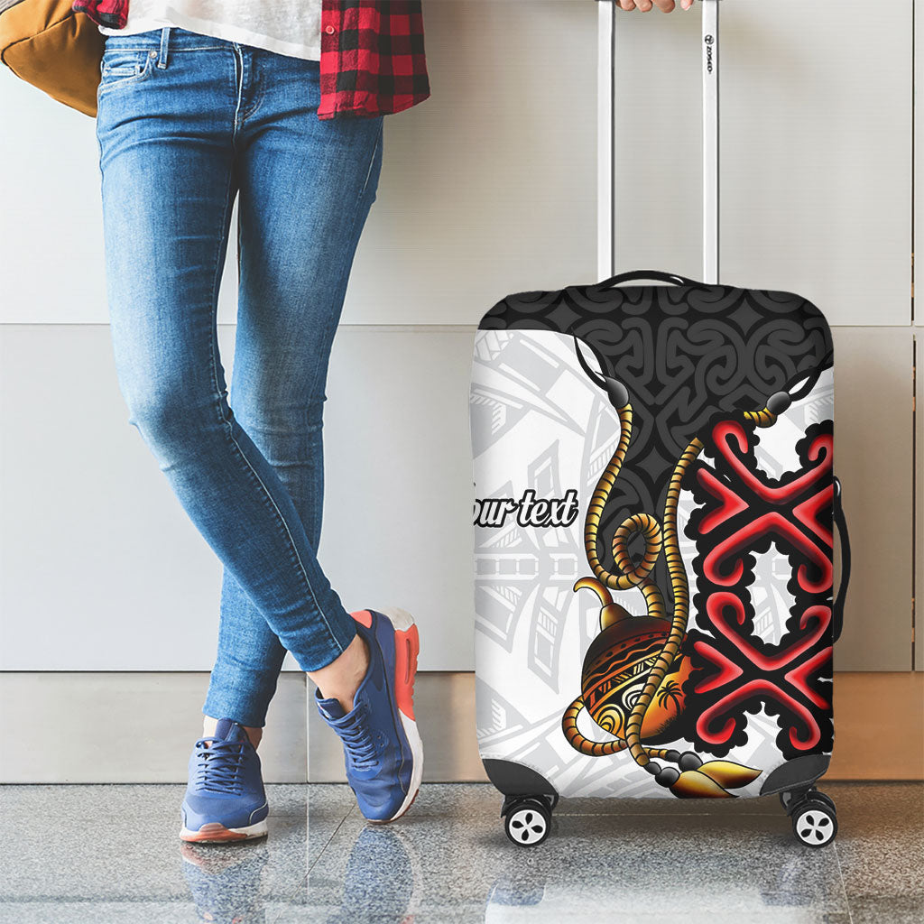 Personalised Papua New Guinea Oro Necklace Luggage Cover Black Melanesia Traditional Pattern LT9 - Polynesian Pride