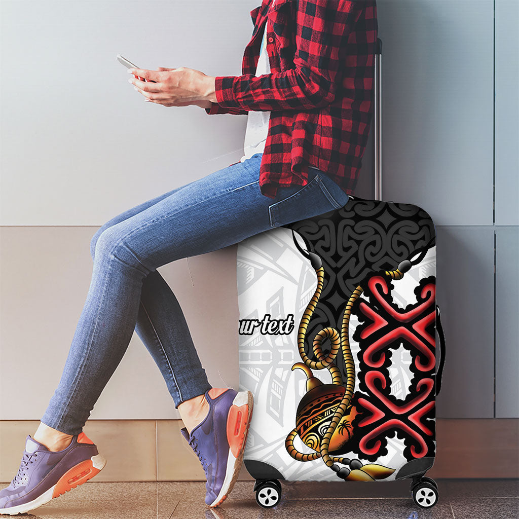 Personalised Papua New Guinea Oro Necklace Luggage Cover Black Melanesia Traditional Pattern LT9 - Polynesian Pride