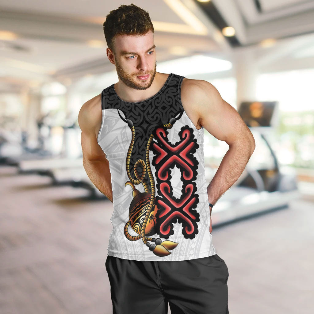 Personalised Papua New Guinea Oro Necklace Men Tank Top Black Melanesia Traditional Pattern LT9 Black - Polynesian Pride