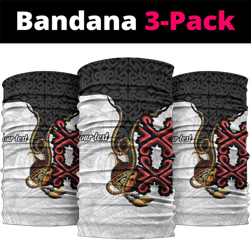 Personalised Papua New Guinea Oro Necklace Neck Gaiter Black Melanesia Traditional Pattern LT9 package One Size: 25*50cm Black - Polynesian Pride