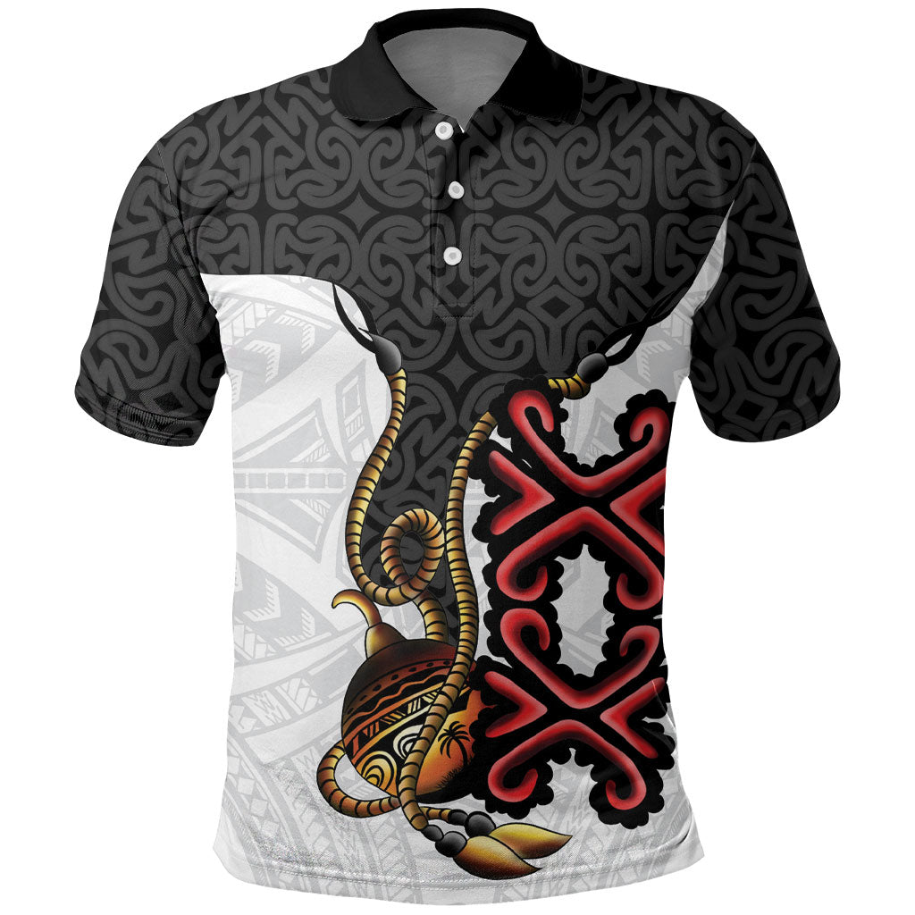 Personalised Papua New Guinea Oro Necklace Polo Shirt Black Melanesia Traditional Pattern LT9 Black - Polynesian Pride