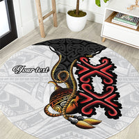 Personalised Papua New Guinea Oro Necklace Round Carpet Black Melanesia Traditional Pattern LT9 Black - Polynesian Pride