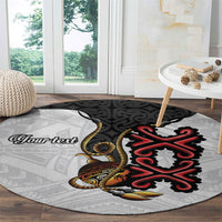 Personalised Papua New Guinea Oro Necklace Round Carpet Black Melanesia Traditional Pattern LT9 - Polynesian Pride