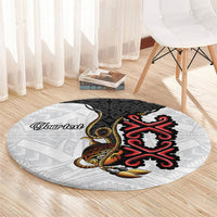 Personalised Papua New Guinea Oro Necklace Round Carpet Black Melanesia Traditional Pattern LT9 - Polynesian Pride