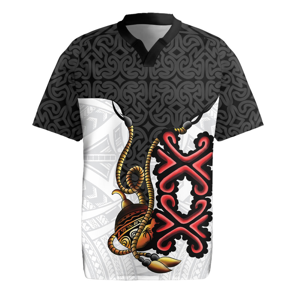 Personalised Papua New Guinea Oro Necklace Rugby Jersey Black Melanesia Traditional Pattern LT9 Black - Polynesian Pride