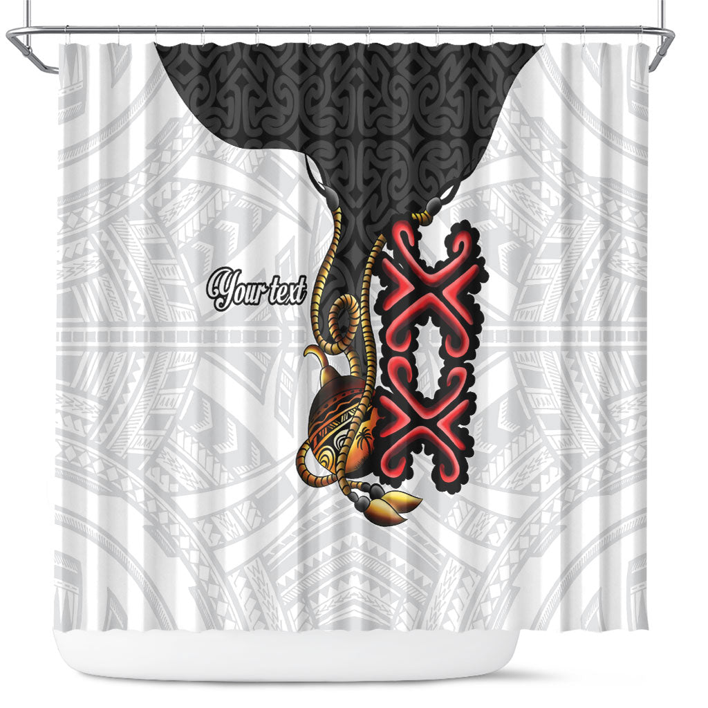 Personalised Papua New Guinea Oro Necklace Shower Curtain Black Melanesia Traditional Pattern LT9 Black - Polynesian Pride