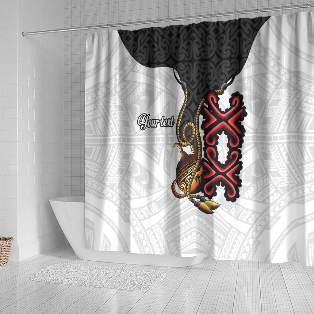 Personalised Papua New Guinea Oro Necklace Shower Curtain Black Melanesia Traditional Pattern LT9 - Polynesian Pride