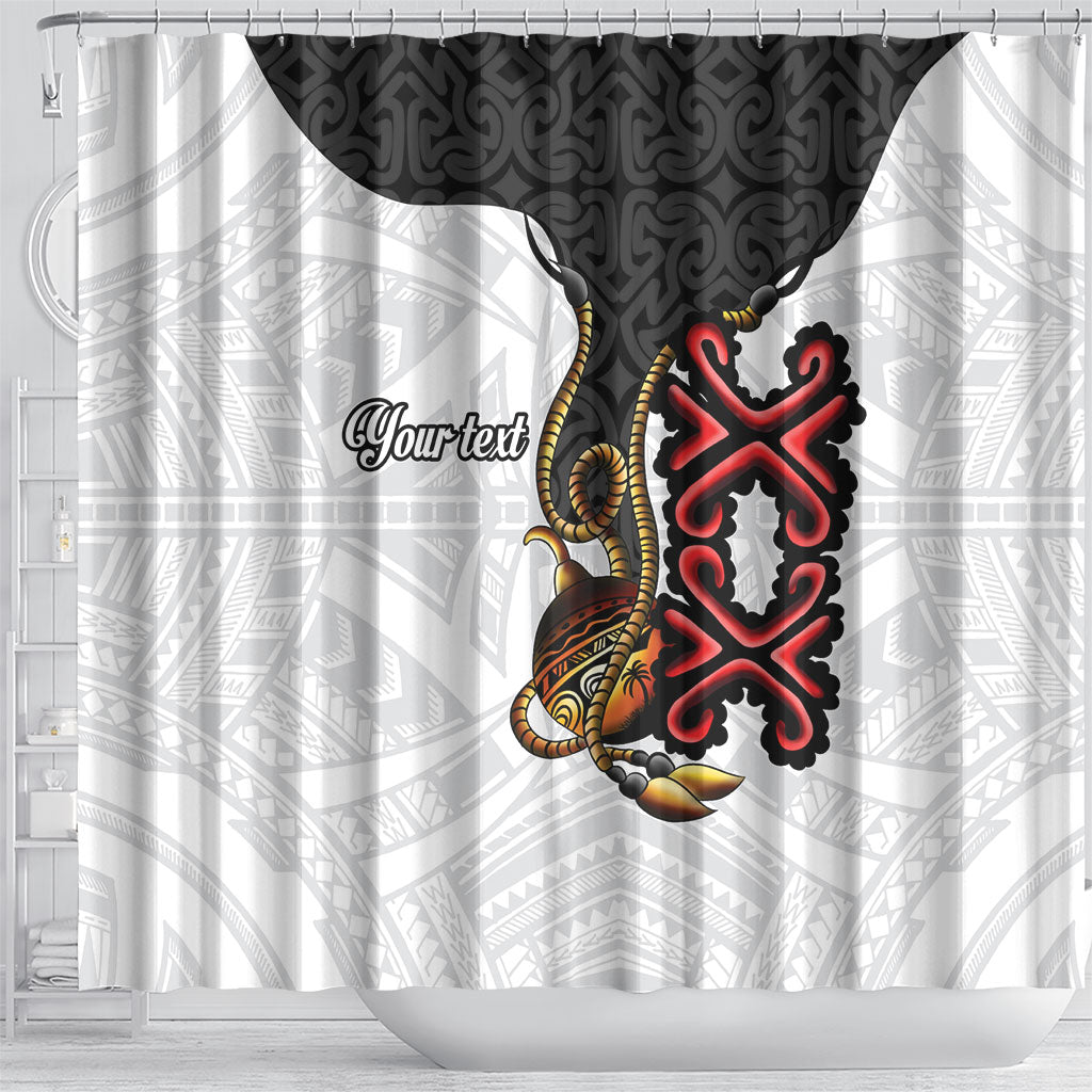 Personalised Papua New Guinea Oro Necklace Shower Curtain Black Melanesia Traditional Pattern LT9 - Polynesian Pride