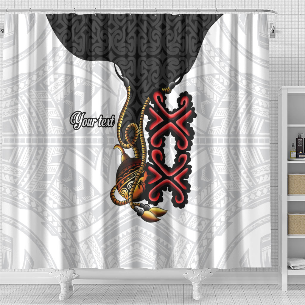 Personalised Papua New Guinea Oro Necklace Shower Curtain Black Melanesia Traditional Pattern LT9 - Polynesian Pride