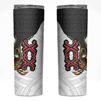 Personalised Papua New Guinea Oro Necklace Skinny Tumbler Black Melanesia Traditional Pattern LT9 Black - Polynesian Pride