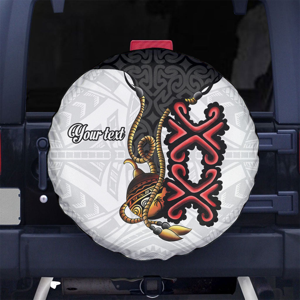 Personalised Papua New Guinea Oro Necklace Spare Tire Cover Black Melanesia Traditional Pattern LT9 No hole Black - Polynesian Pride