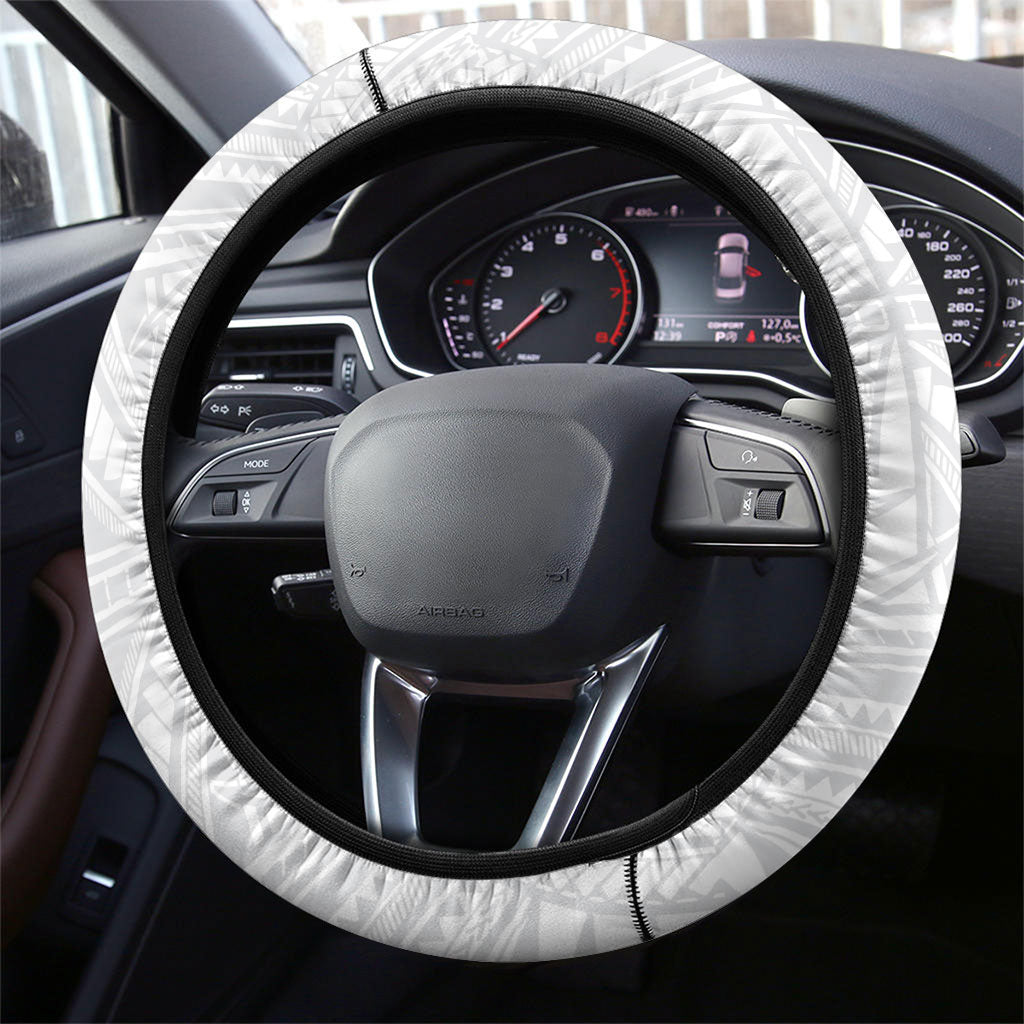 Papua New Guinea Oro Necklace Steering Wheel Cover Black Melanesia Traditional Pattern LT9 - Polynesian Pride