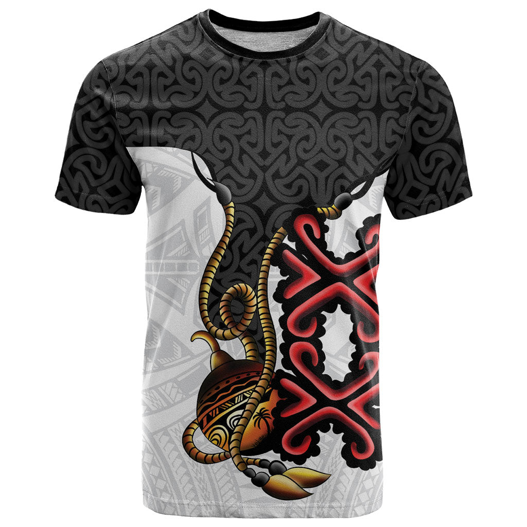Personalised Papua New Guinea Oro Necklace T Shirt Black Melanesia Traditional Pattern LT9 Black - Polynesian Pride