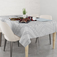 Personalised Papua New Guinea Oro Necklace Tablecloth Black Melanesia Traditional Pattern LT9 - Polynesian Pride