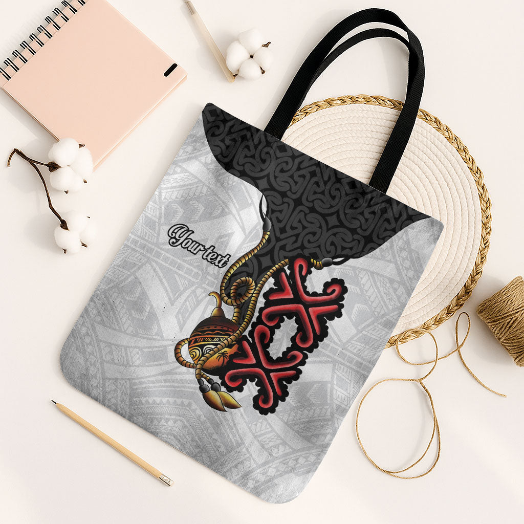 Personalised Papua New Guinea Oro Necklace Tote Bag Black Melanesia Traditional Pattern LT9 Black Strap One Size Black - Polynesian Pride