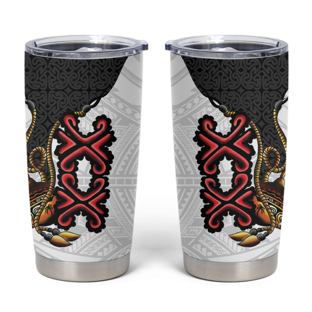 Personalised Papua New Guinea Oro Necklace Tumbler Cup Black Melanesia Traditional Pattern LT9 Black - Polynesian Pride