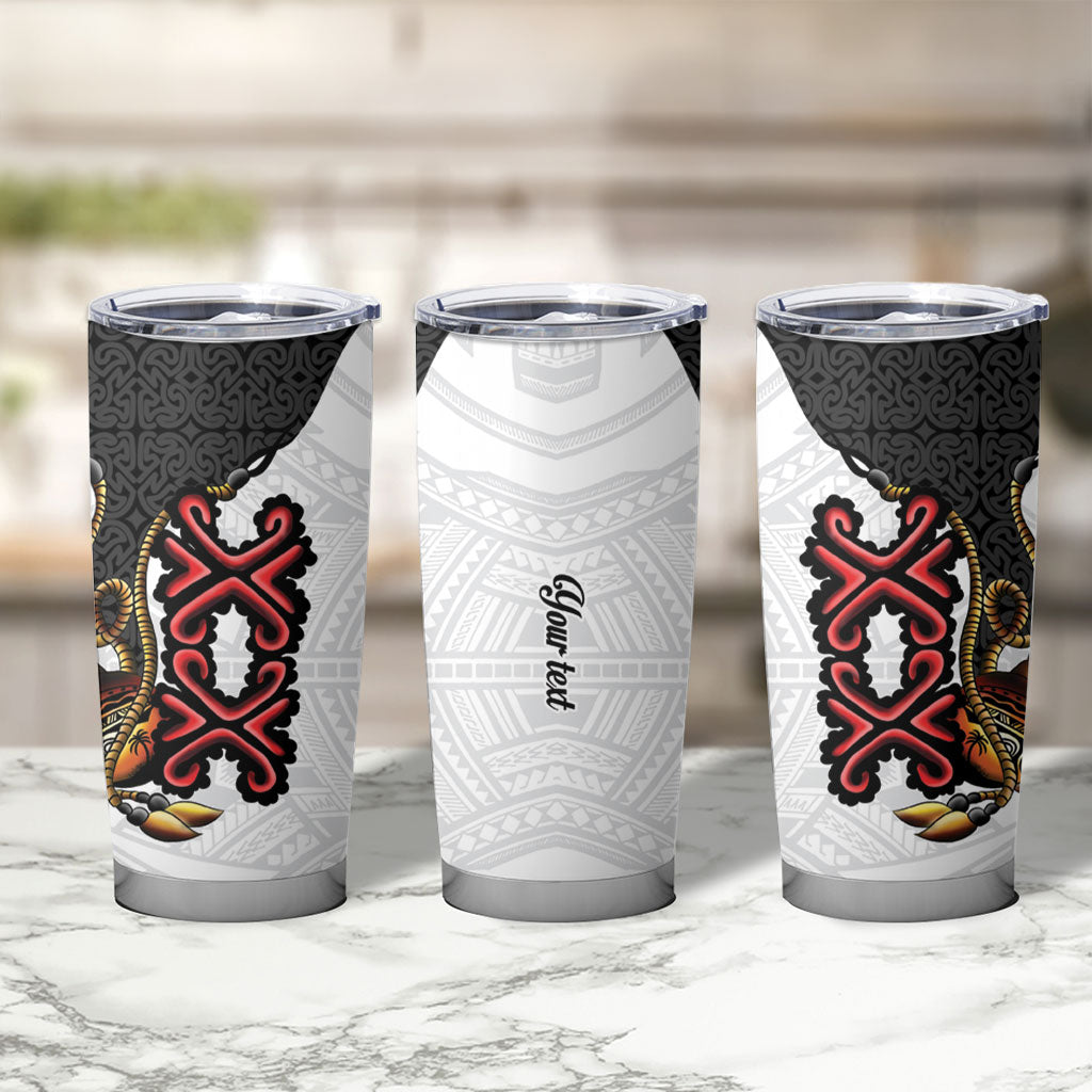 Personalised Papua New Guinea Oro Necklace Tumbler Cup Black Melanesia Traditional Pattern LT9 - Polynesian Pride