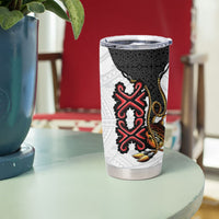 Personalised Papua New Guinea Oro Necklace Tumbler Cup Black Melanesia Traditional Pattern LT9 - Polynesian Pride