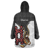 Personalised Papua New Guinea Oro Necklace Wearable Blanket Hoodie Black Melanesia Traditional Pattern LT9 - Polynesian Pride