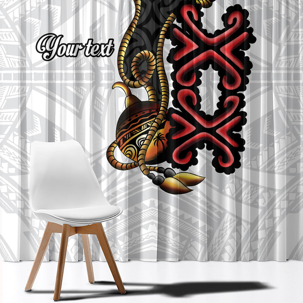 Personalised Papua New Guinea Oro Necklace Window Curtain Black Melanesia Traditional Pattern LT9 - Polynesian Pride