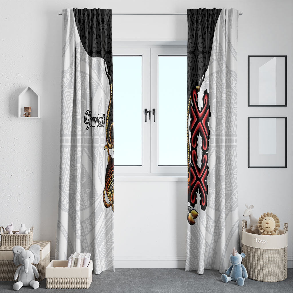 Personalised Papua New Guinea Oro Necklace Window Curtain Black Melanesia Traditional Pattern LT9 - Polynesian Pride