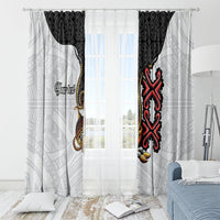 Personalised Papua New Guinea Oro Necklace Window Curtain Black Melanesia Traditional Pattern LT9 - Polynesian Pride